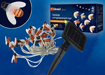 Гирлянда садовая на солн.батарее Пчелки 20LED 3000K 3.8м IP44 USL-S-127/PT4000 Uniel