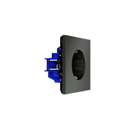 Розетка встраиваемая Voltum S70 с заземлением и защитными шторками, 16А, (титан)