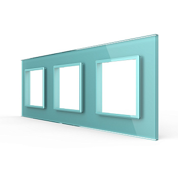 Рамка для розетки 3 поста, цвет зеленый, стекло Livolo