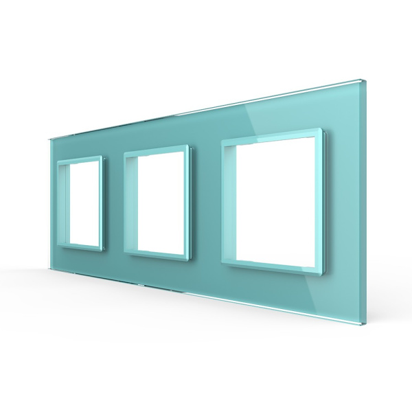 Рамка для розетки 3 поста, цвет зеленый, стекло Livolo