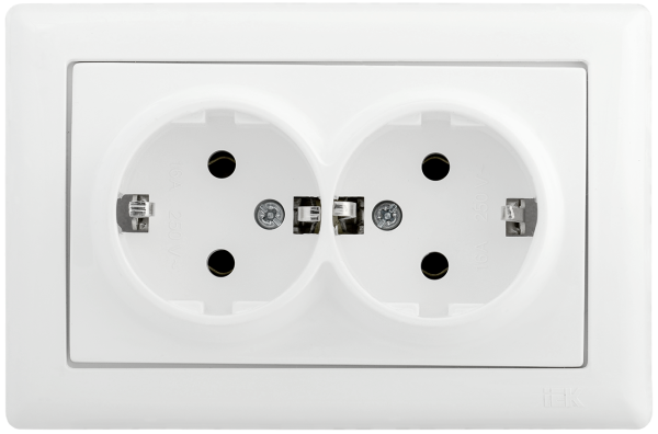 Розетка 2-местная РС21-1-0-ББ с з/з 16А BOLERO белый IEK Розетка 2-местная РС21-1-0-ББ с з/з 16А BOLERO белый IEK