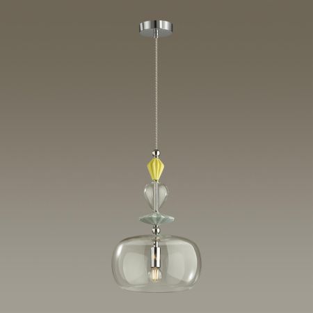 Подвес E14 1*40W 4893/1A BIZET хром/раноцветн./керамика/стекло ODEON LIGHT