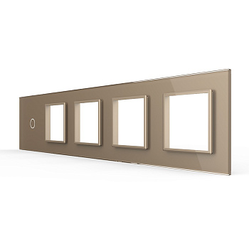 Панель для сенсорного выключателя и 4-х розеток, 1 клавиша, цвет золотой, стекло Livolo