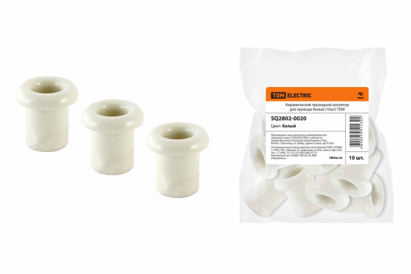 Керамический проходной изолятор для провода белый (10шт) TDM Керамический проходной изолятор для провода белый (10шт) TDM