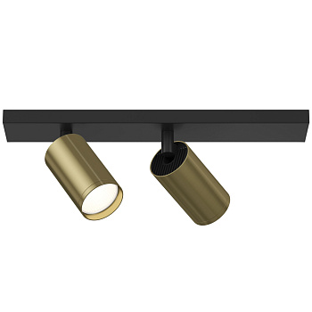 Потолочный светильник 2*GU10 10Вт Черный и Латунь IP20 FOCUS S C051CL-02BBS Technical