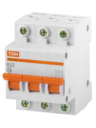 Выключатель автоматический ВА МОД ВА47-63 3П 32А 4,5кА В TDM