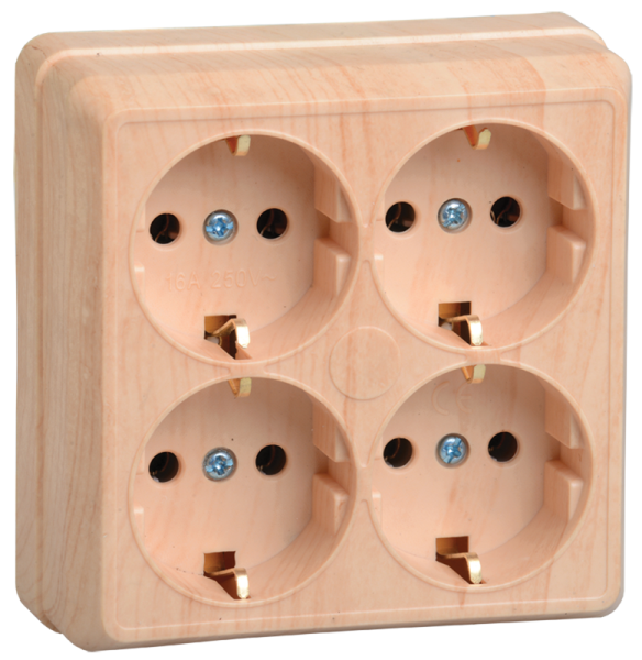 Розетка 4-местная ОУ РС24-3-ОС с з/з 16А ОКТАВА сосна IEK