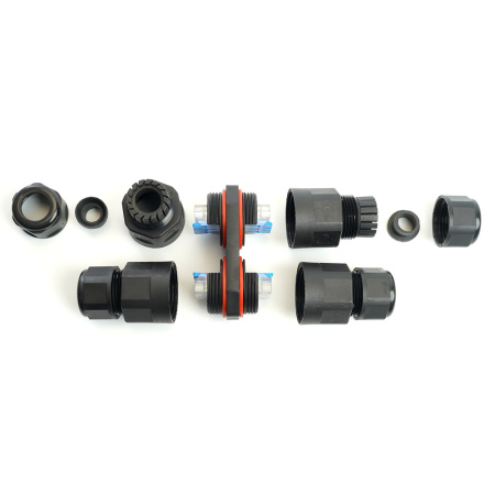 Соединитель-коннектор LD542 3-контактный на 4 выхода, с СМК221 пружинным контактом IP68, черный STEKKER