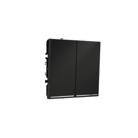 Проходной переключатель встраиваемый Voltum S70 двухклавишный с подсветкой 10А, (черный матовый)