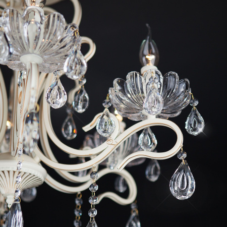 Люстра с хрусталем 6*E14 40Вт белый с золотом IP20 Etna (12205/6 белый) Eurosvet