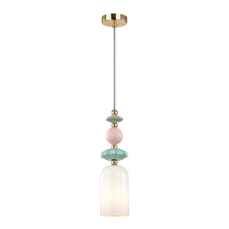 Подвес E14 1*40W CANDY золото/разноцветн./керамика/стекло C ODEON LIGHT