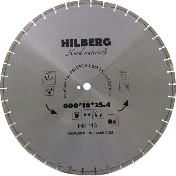 Диск алмазный отрезной 600*25,4*12 Hard Materials Лазер HM113 Hilberg