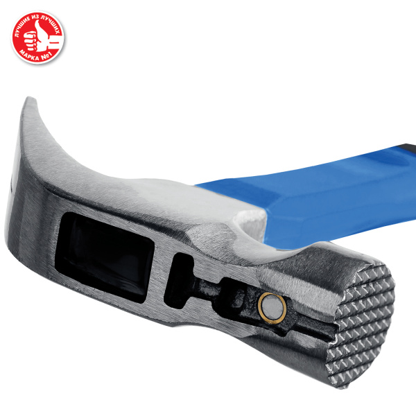 Столярный молоток-гвоздодёр с фиберглассовой рукояткой, кованный, с магнитом, 450 г, Профессионал ЗУБР