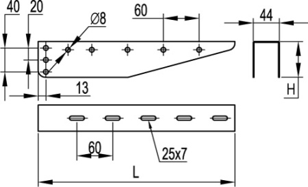 Консоль ВМ осн.200 мм, цинк-ламельная DKC
