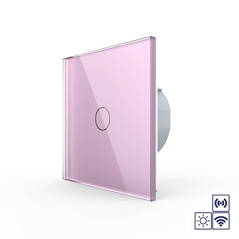Сенсорный импульсный радиоуправляемый выключатель сухой контакт 1 клавиша 1 модуль Розовый Livolo