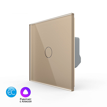 Одноклавишный умный сенсорный выключатель EC, 1 пост, цвет золотой Livolo