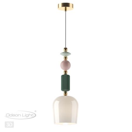 Подвес E14 1*40W CANDY золото/разноцветн./керамика/стекло ODEON LIGHT