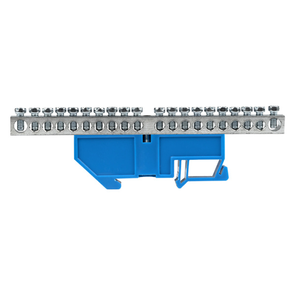 Шина "0" N (6x9мм) 20 отв, цинк синий изолятор на DIN-рейку PROxima EKF