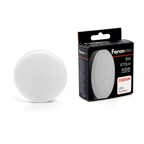 Лампа светодиодная Feron LB-1508 GX53 8W 4000K Лампа светодиодная Feron LB-1508 GX53 8W 4000K
