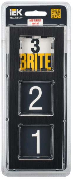 BRITE Рамка 3-мест. РУ-3-1-БрЧ металл черн. IEK