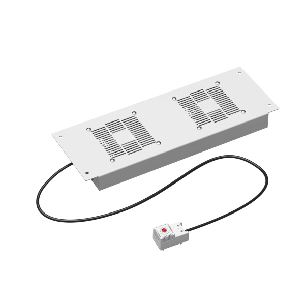 Потолочный модуль 2 вентилятора с термостатом для крыши навесных 19" IT-корпусов ДКС серии STI шириной 600мм, RAL7035 DKC