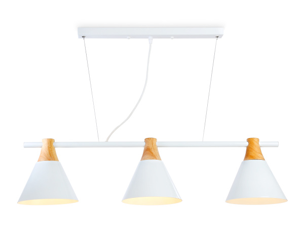 Подвесной светильник в стиле лофт TR8196/3 WH/LW белый/светлое дерево E27*3 max 40W 880*200*1010 Ambrella Light