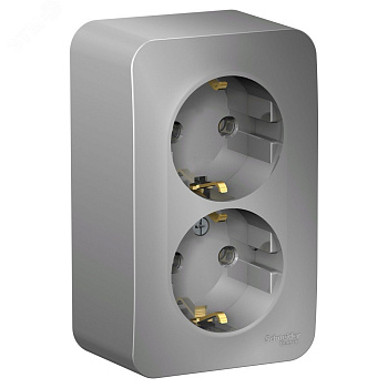 BLANCA Розетка ОУ 2 мест. с з/з, без шторок 16А алюминий IP20 Schneider Electric BLANCA Розетка ОУ 2 мест. с з/з, без шторок 16А алюминий IP20 Schneider Electric