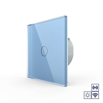 Сенсорный импульсный радиоуправляемый выключатель сухой контакт 1 клавиша 1 модуль Синий Livolo