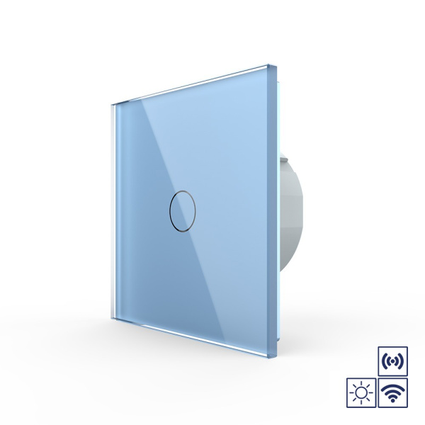 Сенсорный импульсный радиоуправляемый выключатель сухой контакт 1 клавиша 1 модуль Синий Livolo