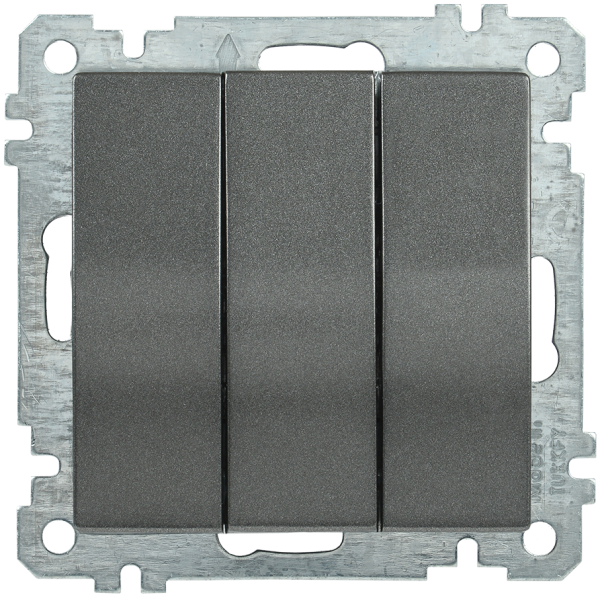 Выключатель 3-клавишный ВС10-3-0-Б 10А BOLERO антрацит IEK