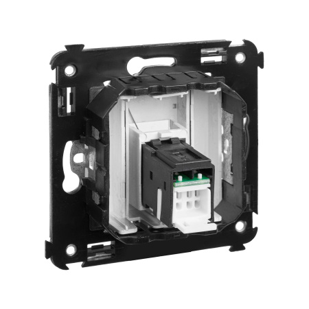 Компьютерная розетка RJ-45 в стену, кат.5e одинарная,"Avanti","Закаленная сталь" DKC