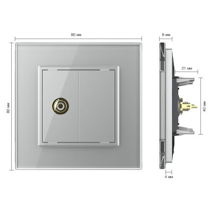 Розетка видео RCA "тюльпан" Серая Livolo