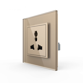 Розетка электрическая универсальная 16А 1 пост, цвет золотой Livolo