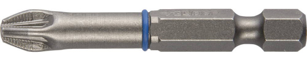 Биты "ЭКСПЕРТ" торсионные кованые, обточенные, хромомолибденовая сталь, тип хвостовика E 1/4", PZ3, 50мм, 2шт ЗУБР