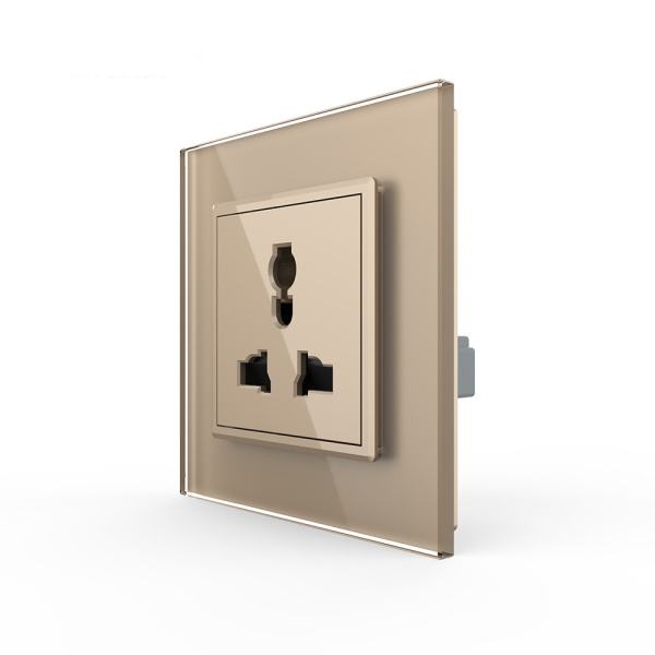 Розетка электрическая универсальная 16А 1 пост, цвет золотой Livolo Розетка электрическая универсальная 16А 1 пост, цвет золотой Livolo