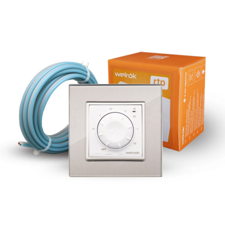 Терморегулятор Welrok RTP для рамки LIVOLO с механическим управлением, датчик пола 3 м, цвет белый с серой рамкой