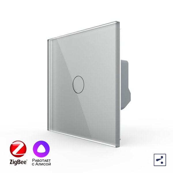 Одноклавишный проходной умный сенсорный выключатель Livolo ZigBee, 1 пост, Серый VL-C701SZ-2IG