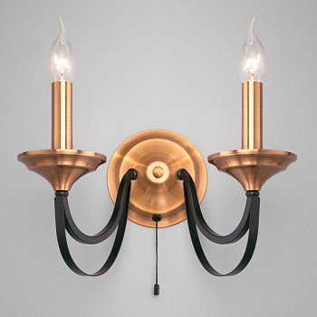 Бра в стиле лофт 2*E14 60Вт черный IP20 Lazzaro (60098/2 черный) Eurosvet