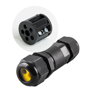 Соединитель-коннектор для проводов LD521, 2-контактный, водонепроницаемый, черный B STEKKER