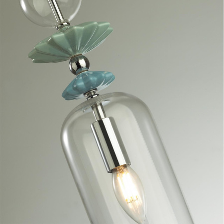 Подвес E14 1*40W 4893/1 BIZET хром/раноцветн./керамика/стекло ODEON LIGHT