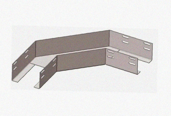 Лоток угловой замковый перфорированный КГЗ 300х65-90 УТ1,5 поворот на 90, горячее цинкование, S1,5