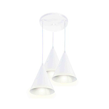 14-43 (2016/3 Белый) Светильник декоративный, подвесной, "Ляфамий", металлический, 3хЕ14 40Вт, 220В, белый, шнур прозрачный, 450мм, крепление на планк