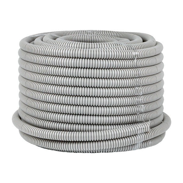 Труба гофр, ПВХ с протяжкой d20 мм (50 м) серая EKF-Plast