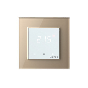 Терморегулятор Welrok LIS для рамки LIVOLO с сенсорным управлением, датчик пола 3 м, цвет белый с золотой рамкой