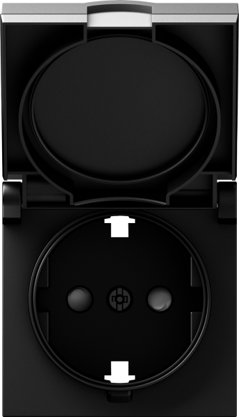 Donel A07 матовый карбон накладка для розетки Schuko с заземлением, с крышкой, 16A 250 В~, серия DB