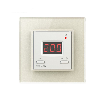 Терморегулятор Welrok ST для рамки LIVOLO с электронным управлением, датчик пола 3 м, цвет белый с жемчужной рамкой