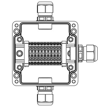 Взрывозащ. клемм. коробка из полиэстера TBE-P-03-(10xCBC.4)-1xPACMP(A)(C)(D)1Ex e IIC Т5 Gb / Ex tb IIIC T95°C Db IP66 DKC