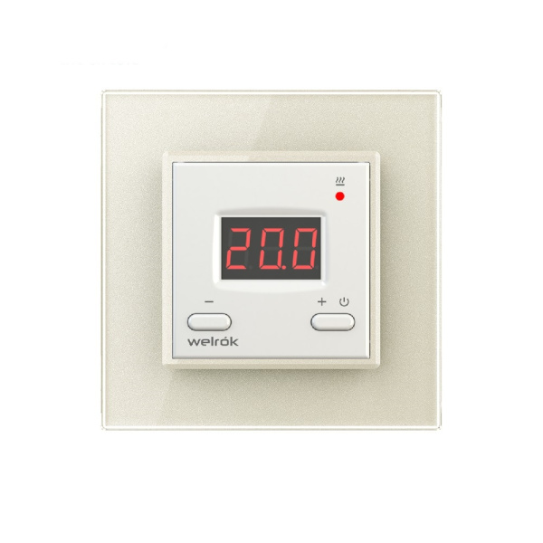 Терморегулятор Welrok ST для рамки LIVOLO с электронным управлением, датчик пола 3 м, цвет белый с жемчужной рамкой Терморегулятор Welrok ST для рамки LIVOLO с электронным управлением, датчик пола 3 м, цвет белый с жемчужной рамкой
