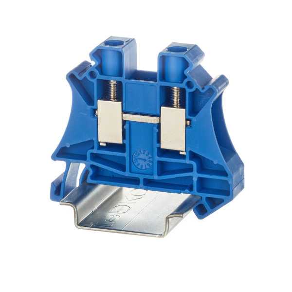 Клемма проходная, винтовой зажим, 2 точки подключения, 10 кв.мм, синяя DKC