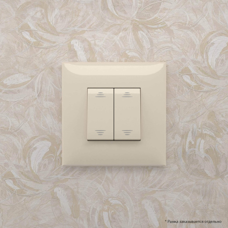 Выключатель двухклавишный в стену, "Avanti", "Ванильная дымка" DKC